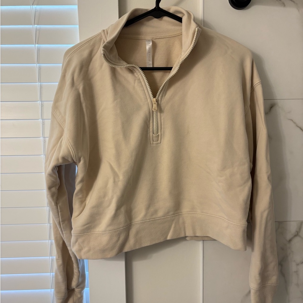 Fabletics Cream Half-Zip Cowl Pullover